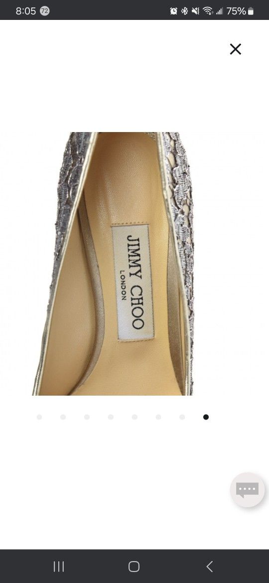 JIMMY CHOO Metallic Silver With Gold Heels