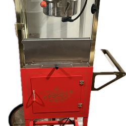 Vintage Professional 8 Oz Kettle Red Popcorn Machine Cart with Interior Light