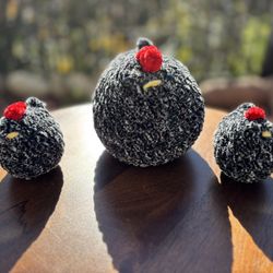 Black And White Speckled Chicken Handmade 🧶 Crochet 🧶 Plushie 