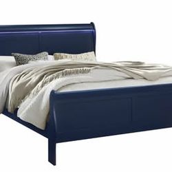 Blue King Bed