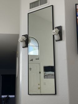 6 Foot Black Framed Metal Mirror