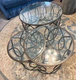Glass Coffee Table with 2 glass nesting side table