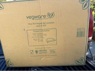 Veg Ware 16 ounce PLA hinged, deli container case of 300