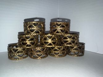 Gold Tone Metal Napkin Rings Set