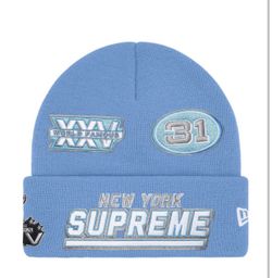 Supreme New Era Football Beanie Light Blue 