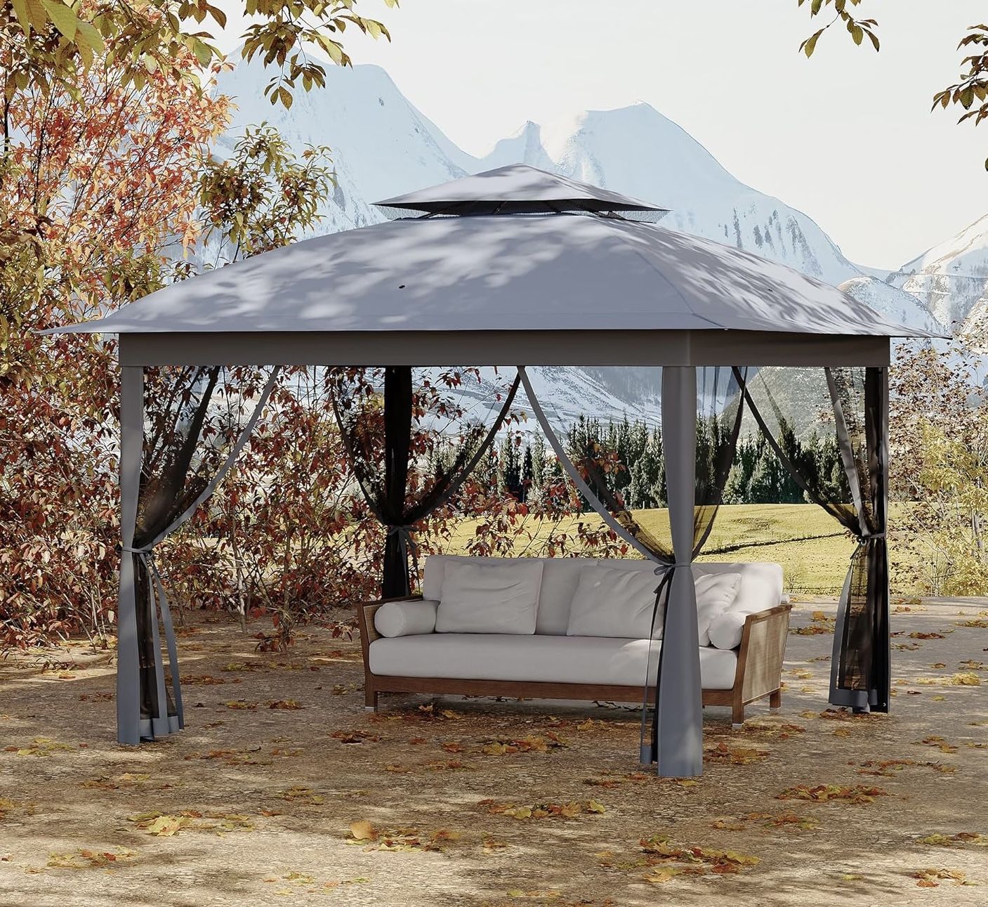 NEW Outdoor Canopy Tent W/ Mosquito Netting, 11 ft for Patio, Outdoor Gazebo W/ Portable Carrying Bag !