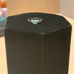 Size 7 Silver And Emerald Ring With Cz