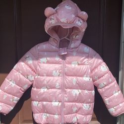 Pink Toddler Girl Winter Down Coat Jacket Soft Cotton Padded. 4T