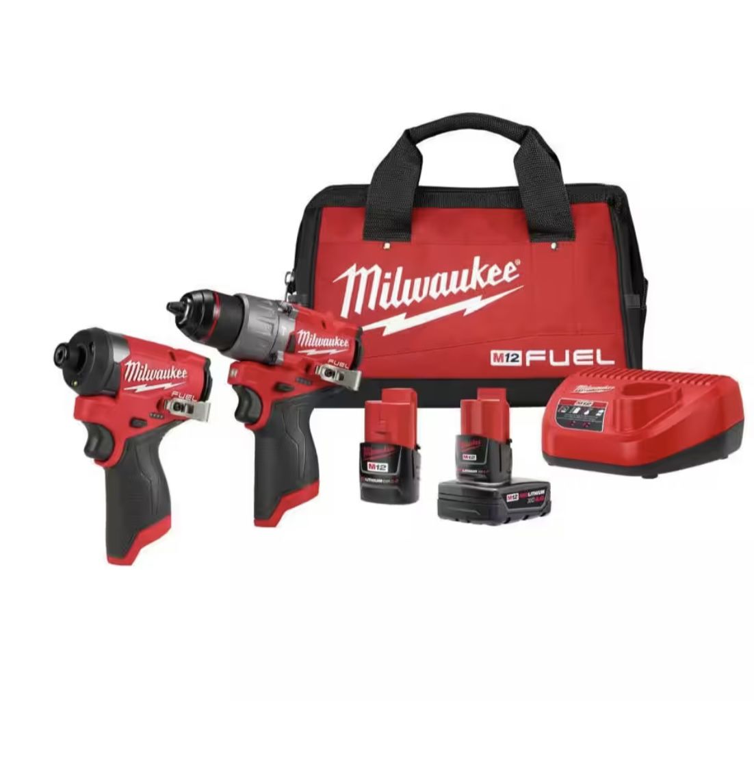 M12 FUEL 12-Volt Lithium-Ion Brushless Cordless Hammer Drill and Impact Driver Combo Kit w/2 Batteries and Bag (2-Tool)