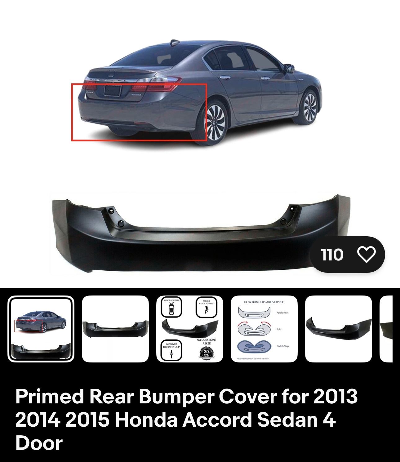 2013-2015 Honda accord rear bumper for sale brand new $150