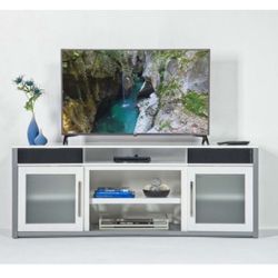 New 70” Ashford  TV Console With Two Built in Bluetooth Speakers White/Gray