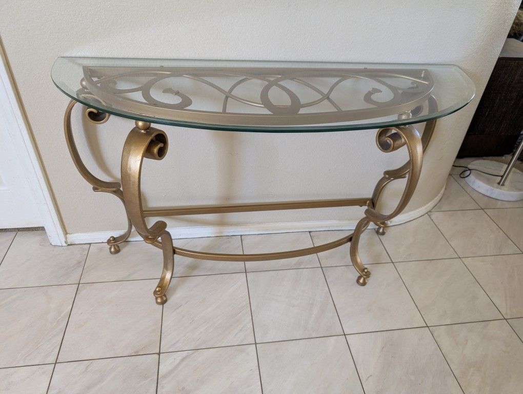Elegant Glass & Metal Console Table – 49x18x29"