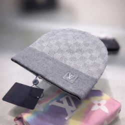LV Gray Knit Beanie 