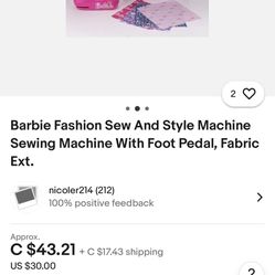 Barbie Sewing Machine With Doll