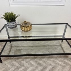 45" Modern Glass Coffee Table - Blackened Bronze Steel Frame - BRAND NEW!
