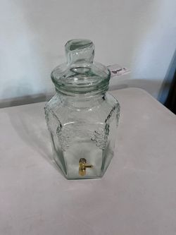 2 Gallon glass drink dispenser.