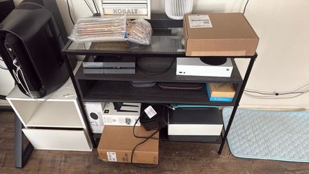 Black and glass credenza