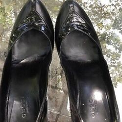 Authentic GUCCI SHOES PLATFORM HIGH HEEL PUMPS BLACK PATENT LEATHER Sz 39/9