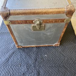 Old Stainless Steel And Leather Trunk