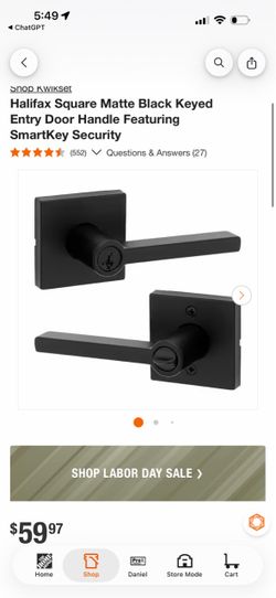 Kwikset Halifax Square Matte Black Door Handle Set
