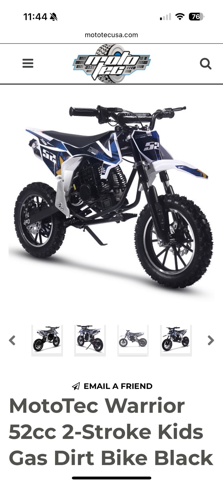 Warrior Mini Dirt Bike