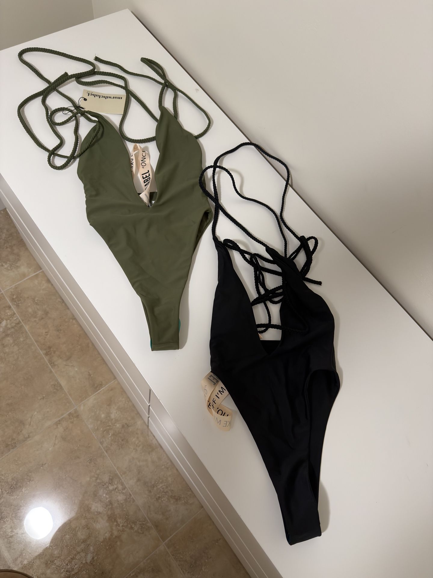 Marsthelabel The Fishtail Swim In Black And Olive New Unworn UK4