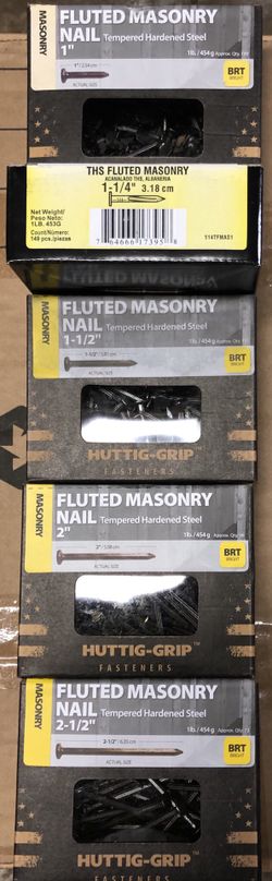 Fluted masonry nails Tempered Hardened Steel