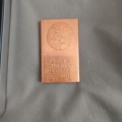 1/2 Pound Pure Copper Bullion 0.999 Fine 2011 - Statue Of Liberty