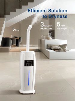 4.8Gal/18L Humidifier Large Room, Easy Top Fill Cool Mist Tower Humidifiers Quiet for Home, Plant, Office, Commercial, Whole House Cover up to 1500ft²