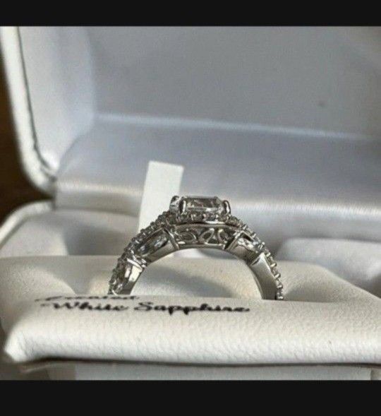 New Sterling Silver Lab-Created White Sapphire Ring, Size 6 & 6 Pics Up Or Best Offer Price Is On It Never Worn Pick Up Only In Fall River Mass