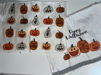 Halloween Pumpkin Kitchen Towel Set of 2 Fall Jack O’ Lantern Hand Towels