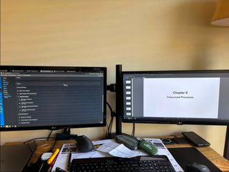 Dual monitor stand with 2 screens