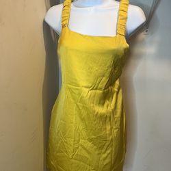 Yellow satin dress