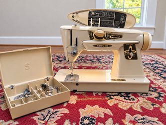 Vintage Singer 500A Rocketeer Slant-O-Matic Sewing Machine + Accessories