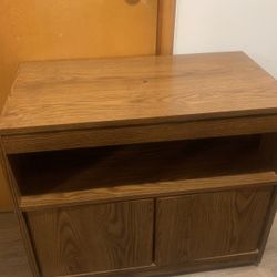 Oak Finish Swivel Top Tv Stand