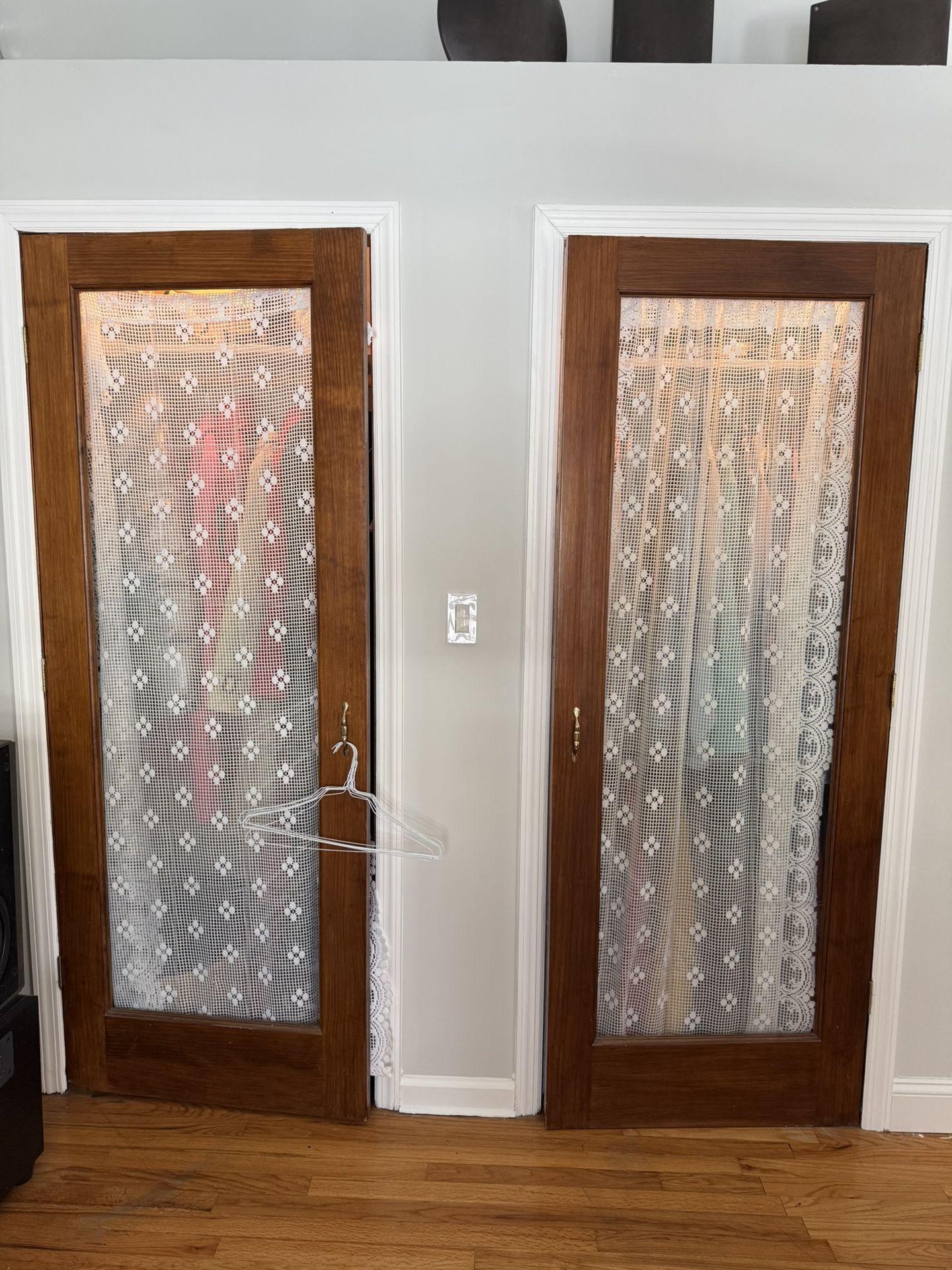 Closet Or Interior Glass Etched Doors In Wood Frame