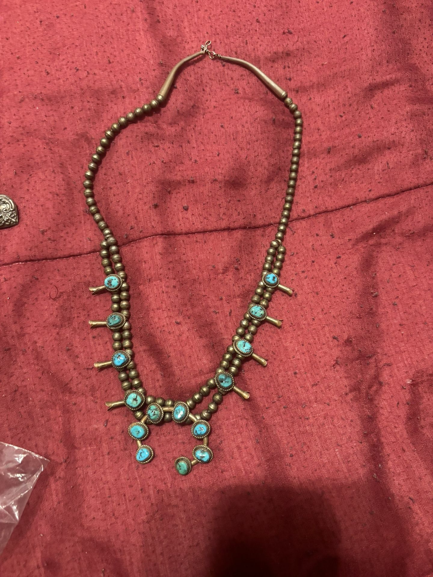 Vintage Native Blossom Turquoise Necklace 