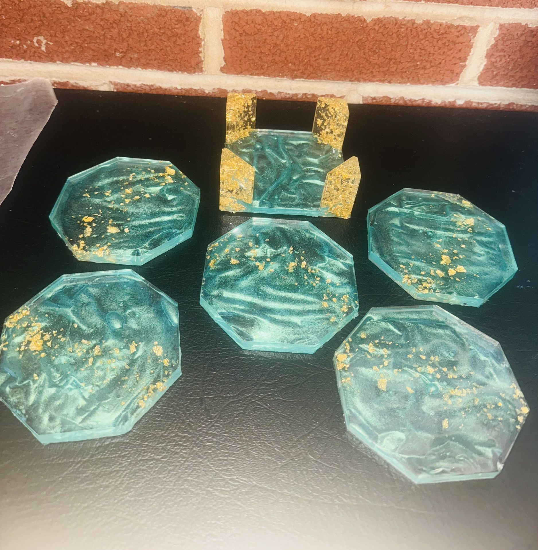 Coaster Set Of 5 With Holder Made By Me