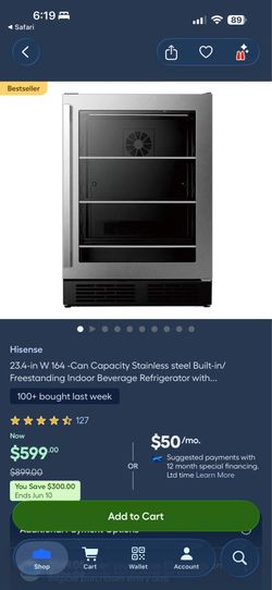 Hisense 23.4-in W 164 -Can Capacity Stainless steel