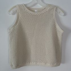 Old Navy Open Stitch Vest Pullover Top Crotchet Women’s Small Beige