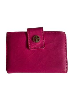 Genuine Leather Pink Wallet with Coin Compartment