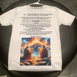 Medium 10 Commandments Old Testament Covenant Boys Men T Shirt 