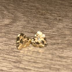 Gold Plated Heart Nugget Earrings