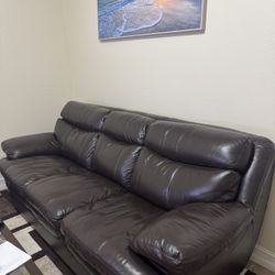 Dark Brown Leather Couch Set