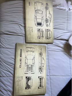 Porsche 911 & Ferrari 288 GTO Canvas Blueprint Wall Art