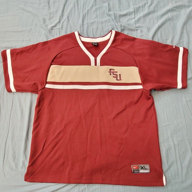 Vintage Nike Team FSU Florida State Seminoles V-Neck Baseball Shirt XL