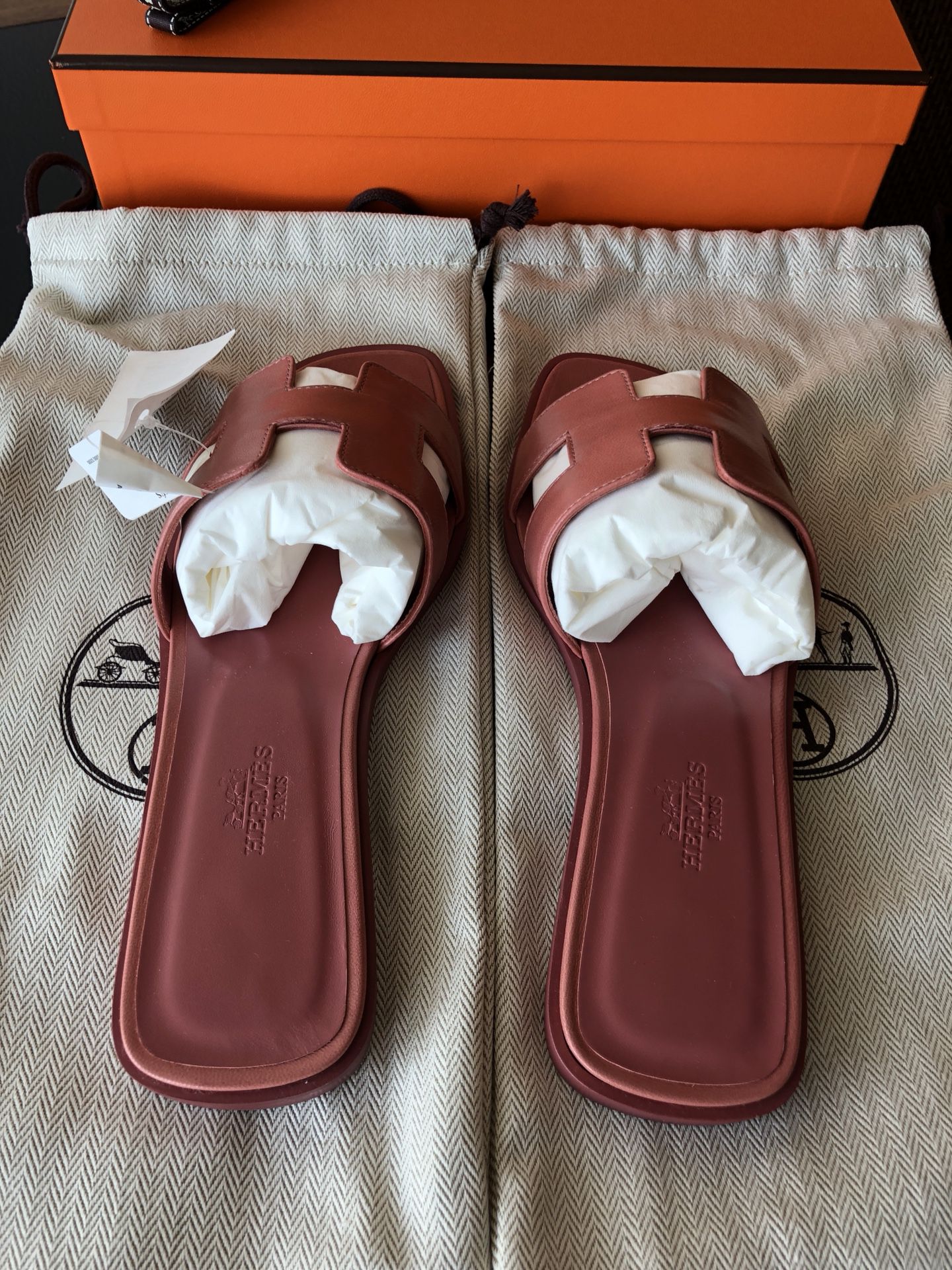 Hermès Oran Sandals - Rouge Blush, Size 37/6 (US) for Sale in US - OfferUp