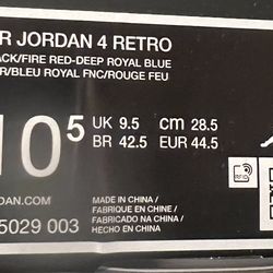Air Jordan Retro 4 Union Size 10.5 Unboxed