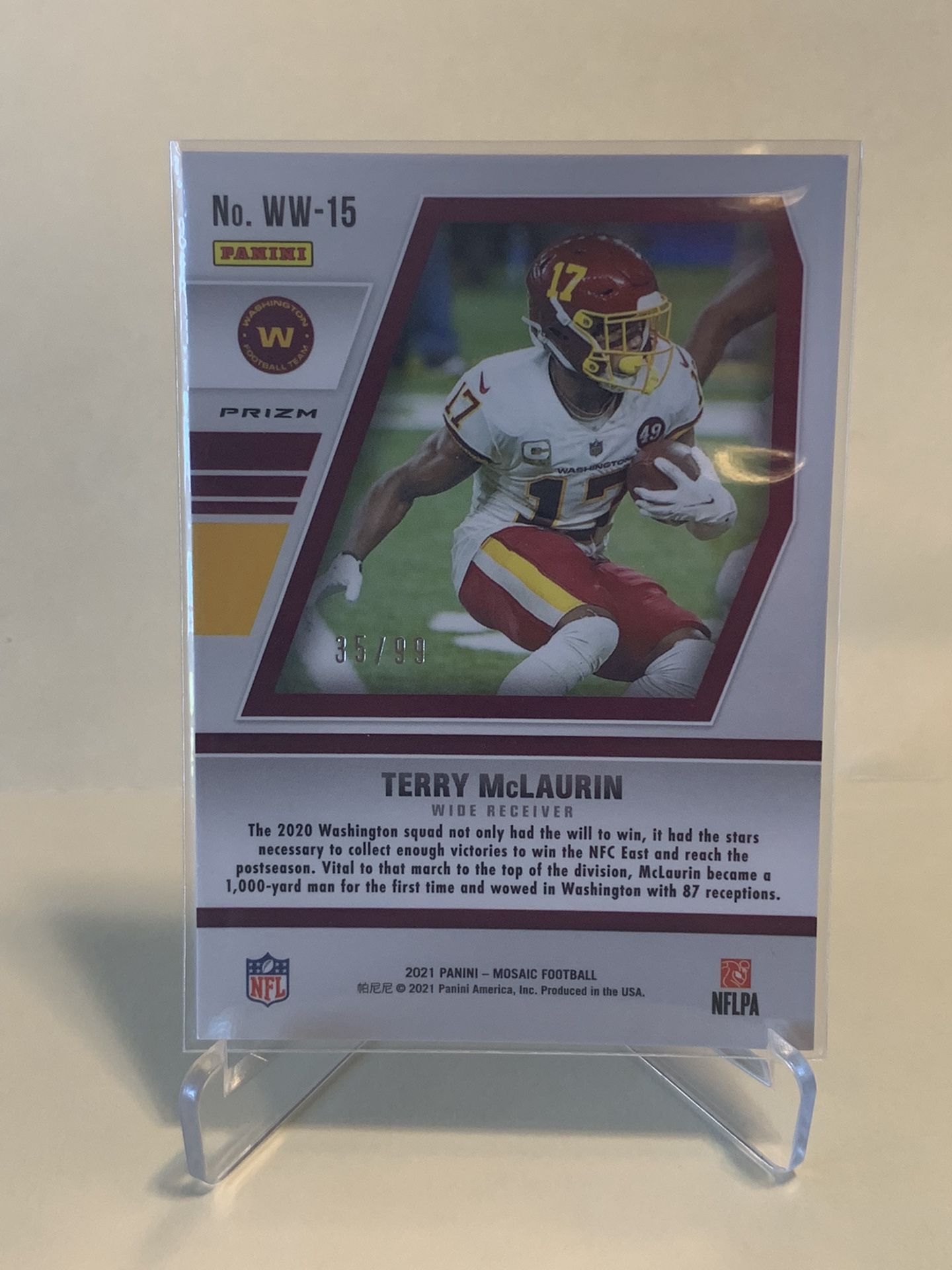 2021 Mosaic Terry Mclaurin Will To Win Blue Fluorescent 35/99 Washington SSP