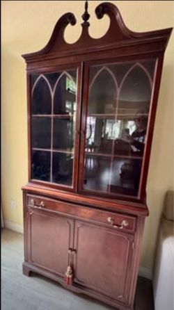 Vintage Dark Wood China Cabinet